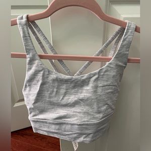 Lululemon Energy Bra Long Line. Grey stripe. Size 4